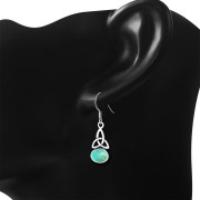 Turquoise Celtic Trinity Knot Silver Earrings - e391h